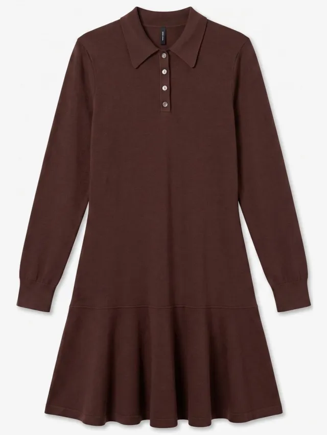 Vero Moda Polo shirt jurk VMMIKAELA Korte jurk chocolate brown 1