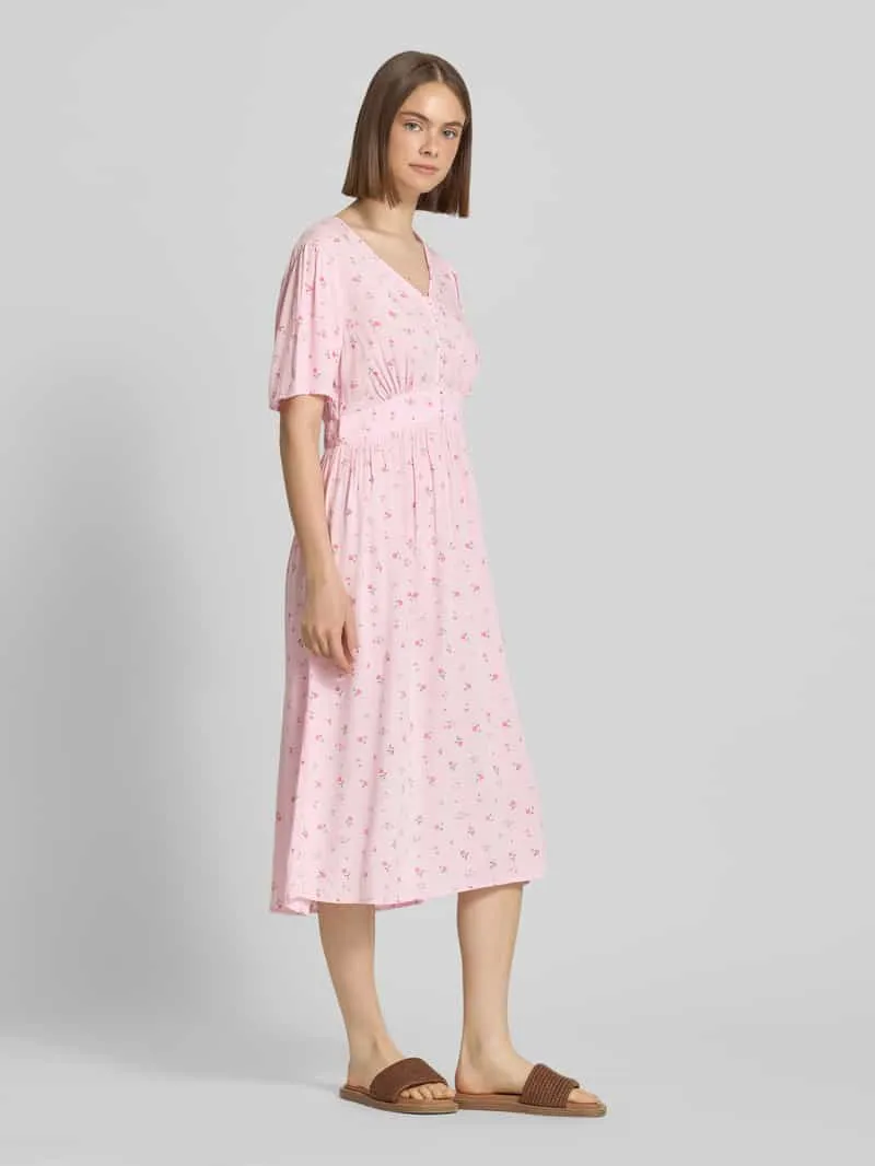 Pieces A-lijn midi-jurk van pure viscose model 'TALA' roze, foto 3