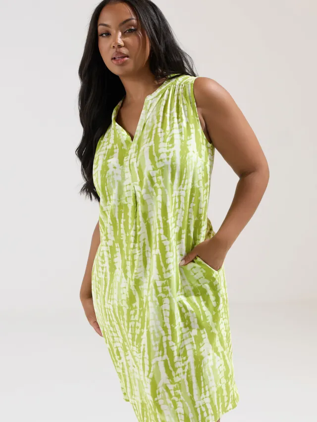 Yours Groene Abstracte Minijurk Met Inkeping In De Hals-60 Green