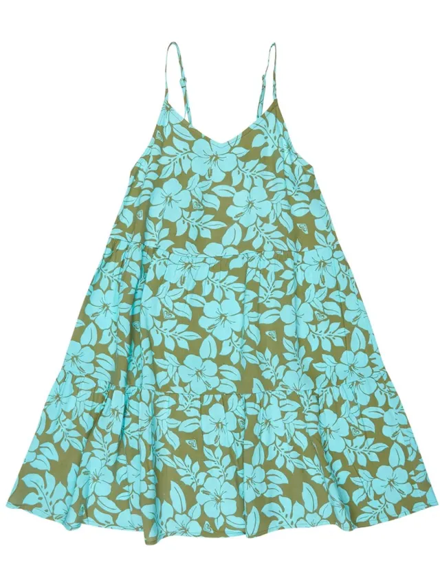 Roxy Sunlit Dreams Mouwloze Jurk Groen 14 Years Meisje Oil Green The Mo Mini Rg