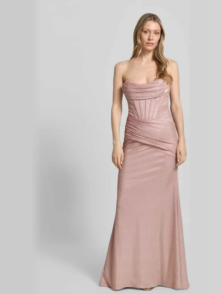 Unique Maxi-jurk in off-shoulder-look met draperieën Rosé