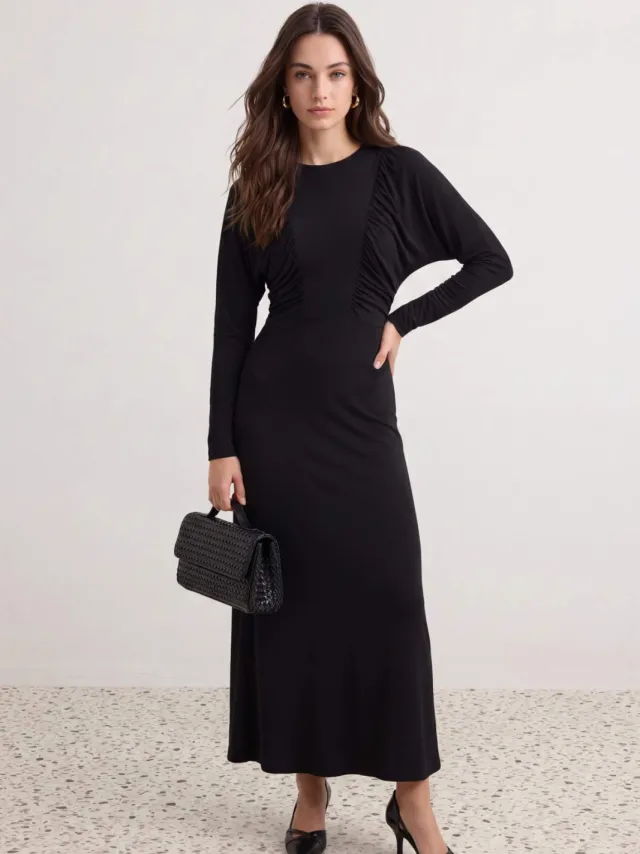 Trendyol Modest Dames Zwart Effen Maxi Lang A-lijn Modest Jurken