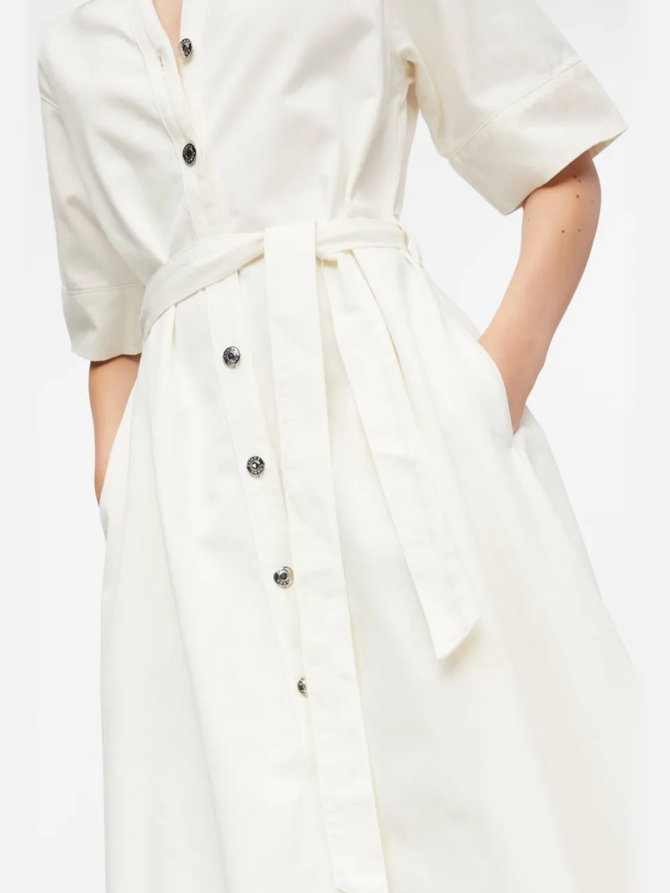 Comma relaxed fit blousejurk met ceintuur - wit, foto 4