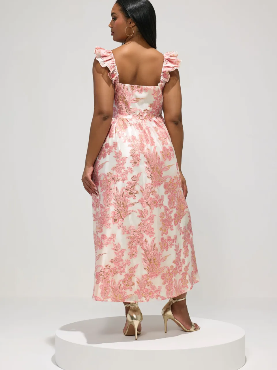 Yours London Witte Bloemen Jacquard Maxijurk-56, foto 4