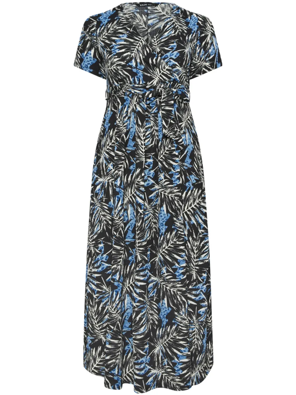 Yours Zwarte Maxi Wikkeljurk Met Bladprint-56, foto 4