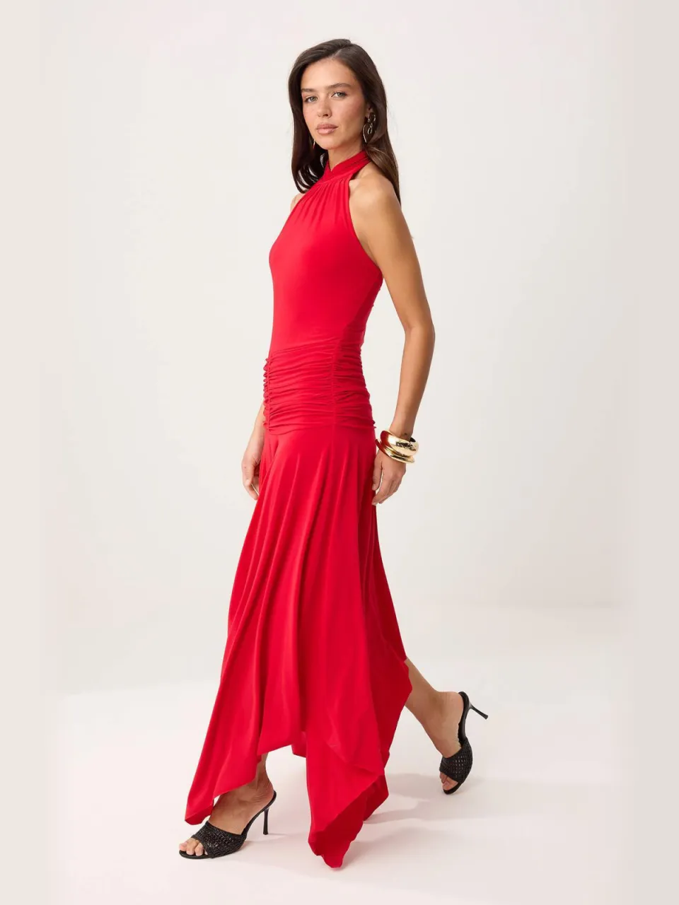 Trendyol TRENDYOLMİLLA Dames Rood Effen Maxi Mouwloos Recht Jurken, foto 2