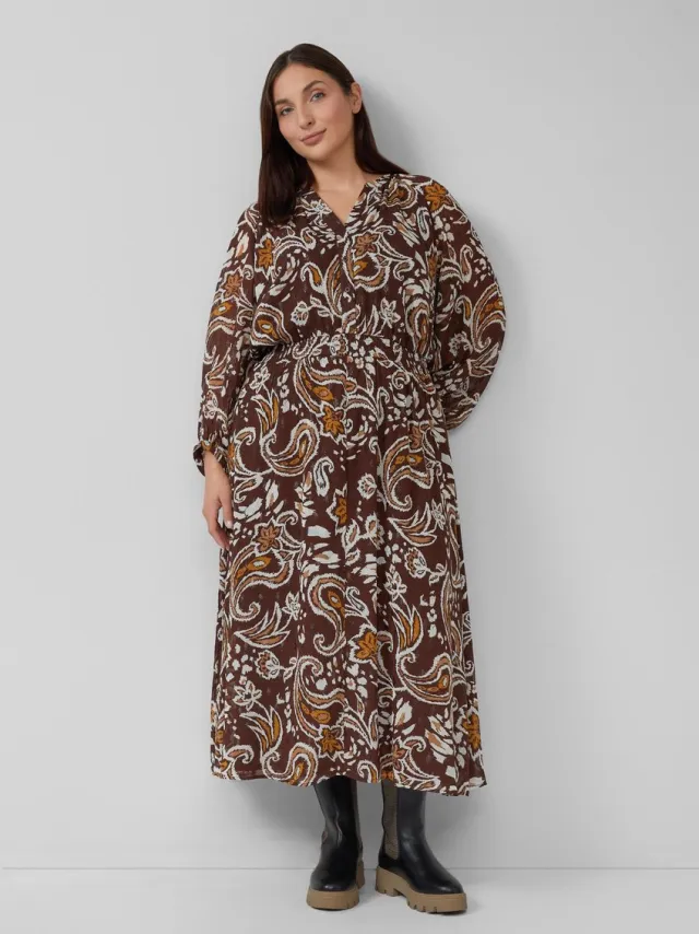 S.Oliver female - Chiffon jurk met effectgaren in een relaxte pasvorm donkerbruin
