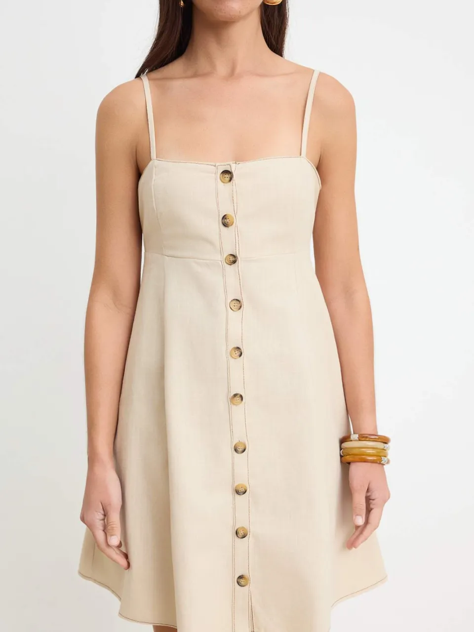 Trendyol TRENDYOLMİLLA Dames Beige Effen Kort / Mini Mouwloos A-lijn Jurken, foto 2