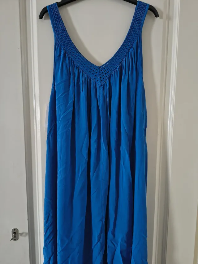 Chris Deler Mode Dames midi jurk Chana-effen konings blauw royal blue-strandjurk koningsblauw