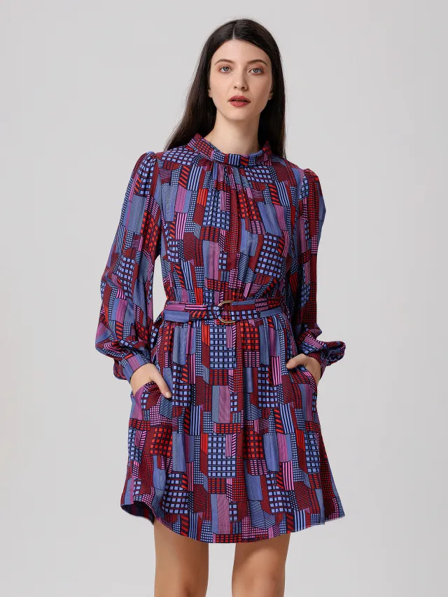 S&J Weekends Korte blouse-jurk met grafische print Veelkleurig