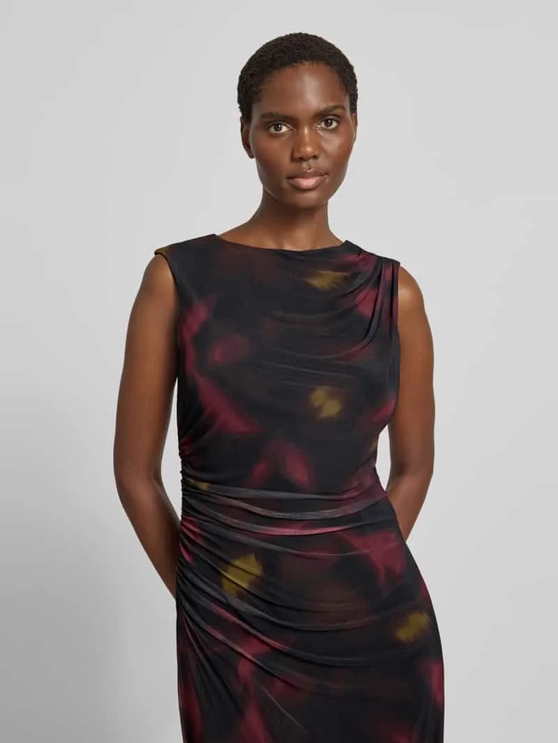 Zero Slim fit midi-jurk met all-over bloemenmotief zwart, foto 3
