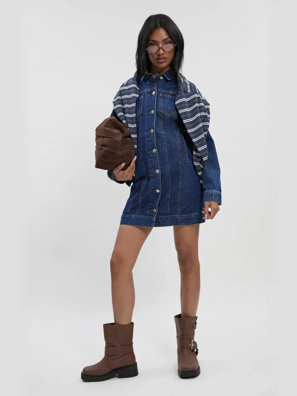 boohoo Dames Western Denim Mini-jurk, foto 3