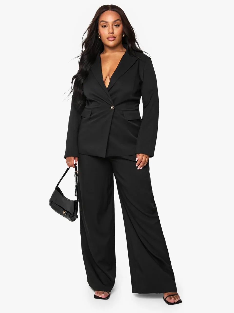 boohoo Dames Plus Tailored Gold Button Blazer, foto 3
