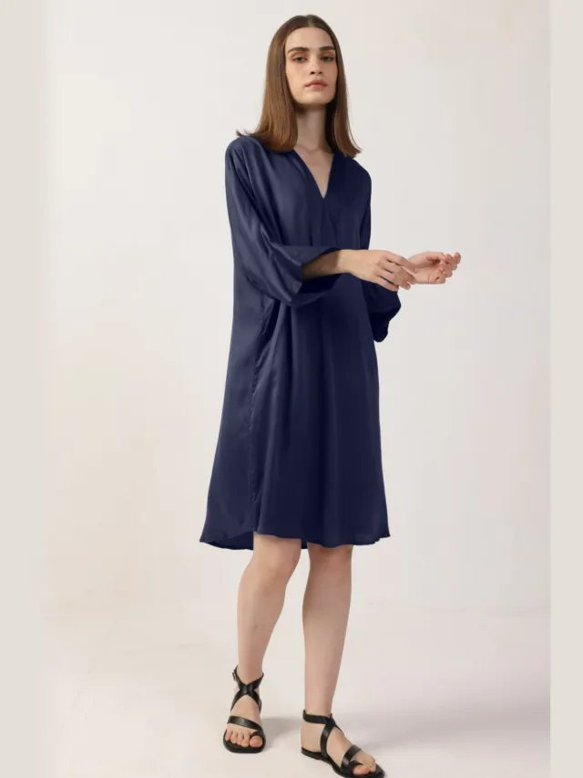 Neu Nomads dames vegan Jurk Kimono Middernachtblauw Donkerblauw