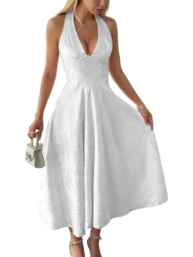 RedParrot Elegante Witte Halter Jurk - Casual Chique
