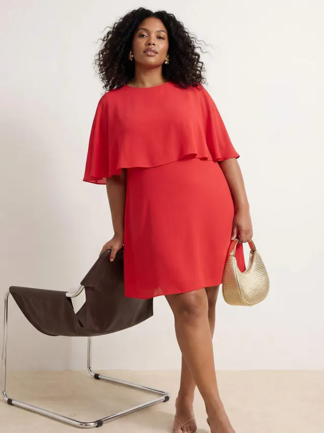 Trendyol Curve Dames Rood Effen Kort / Mini Mouwloos Recht Grote maten Jurk