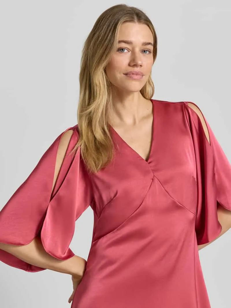 NEO NOIR midi-jurk met V-hals model 'Remara' felroze, foto 4