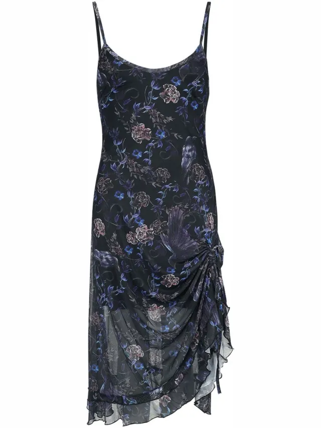 Jawbreaker Purple Night Crows Mesh Midi Dames Midi-jurk - meerkleurig multicolor