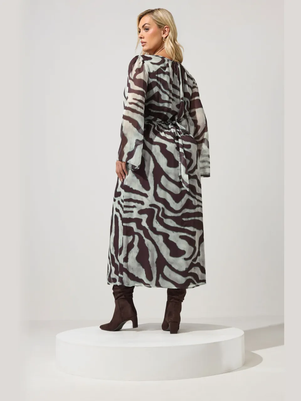 Yours London Grijze Jurk Met Zebraprint En Sleutelgat grijs, foto 3