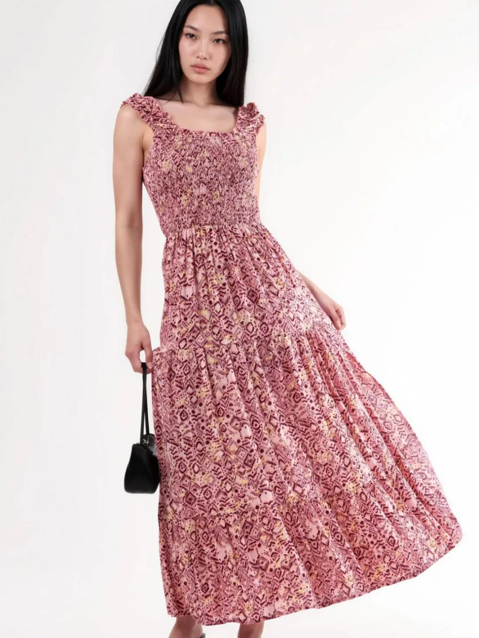 Busem Paisley Print Maxi Jurk met Vierkante Kraag bordeauxrood, foto 2