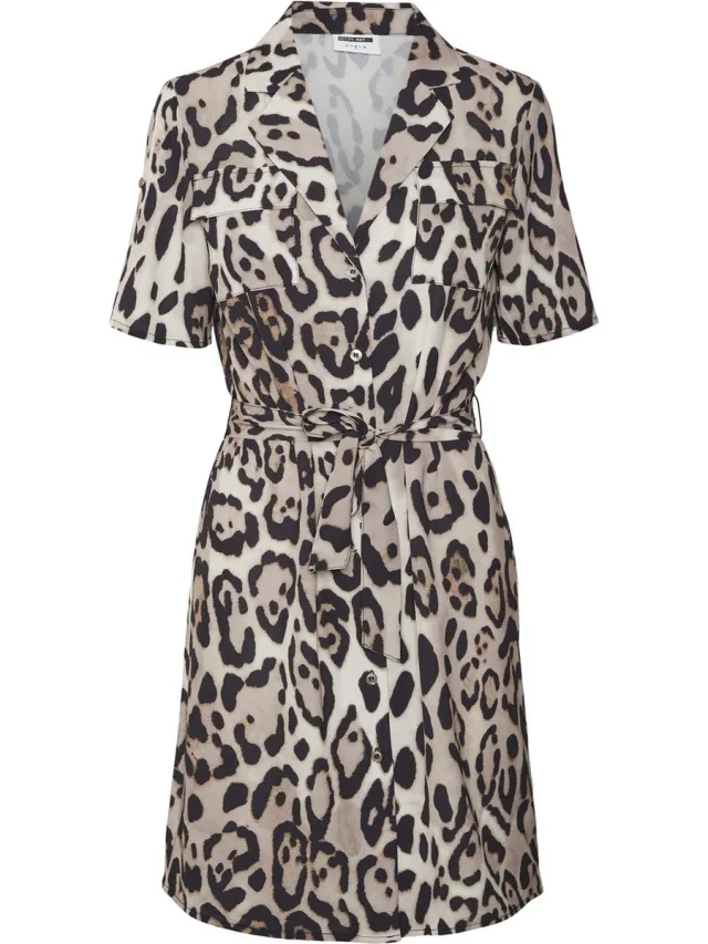 Noisy May NMVERA S/S SHIRT BELTED DRESS Dames Jurk Bruin