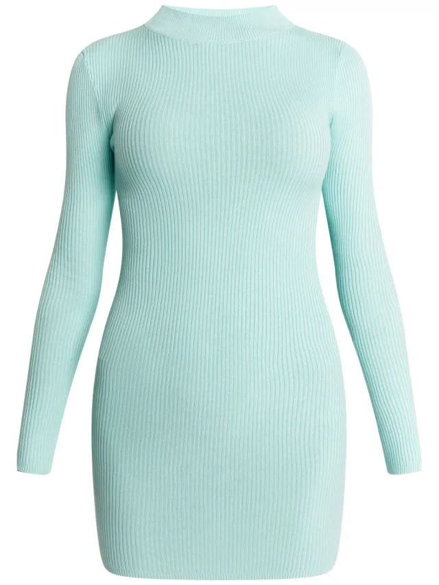 Mymo Mini-gebreide jurk Dames Lagune Munt Turquoise