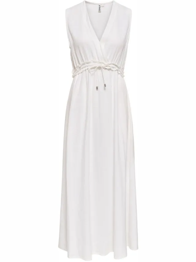 Only ONLGOA SL LINEN BL LONG DRESS CC PNT - Meisjes - Maxi jurken cloud dancer