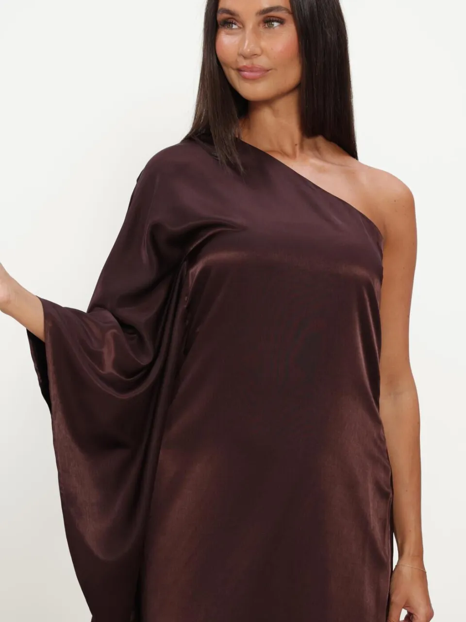My Essential Wardrobe Dames Jurken Mwestelle Asymmetric Dress - Bruin, foto 3