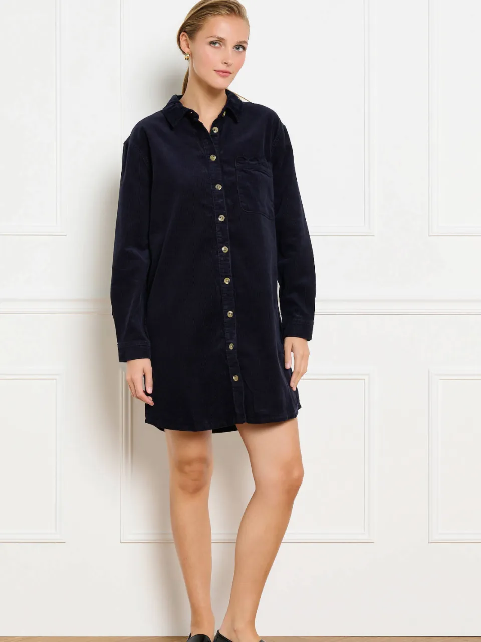 LOLALIZA corduroy korte blousejurk - donkerblauw, foto 3