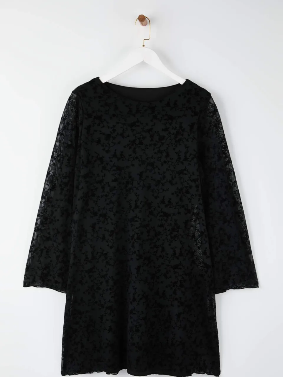 Trendyol Curve Dames Zwart Bloemen Kort / Mini Lang Casual Bodycon Grote maten Jurk, foto 2