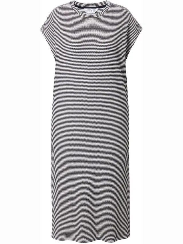 Studio Untold Dames - Jersey midi-jurk oversized strepen - Zwart - Maat 42+