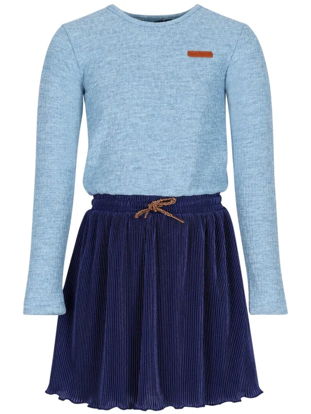 Nono Maran Combi Dress with Plissee skirt+Cable knit top - Ice Cold Blue