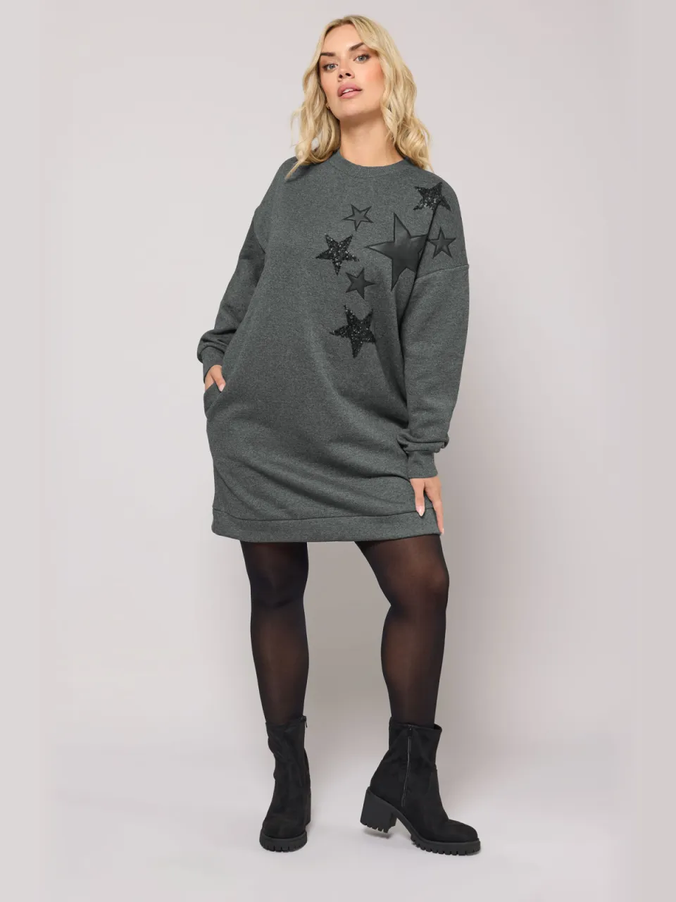 Yours Grey Star Sweatshirtjurk-52, foto 2