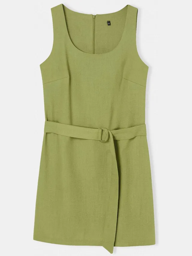 Trendyol TRENDYOLMİLLA Dames Kaki Effen Kort / Mini Mouwloos Casual A-lijn Jurken