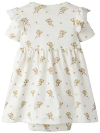 Lil' Atelier gebloemde babyjurk met romper ecru, foto 2