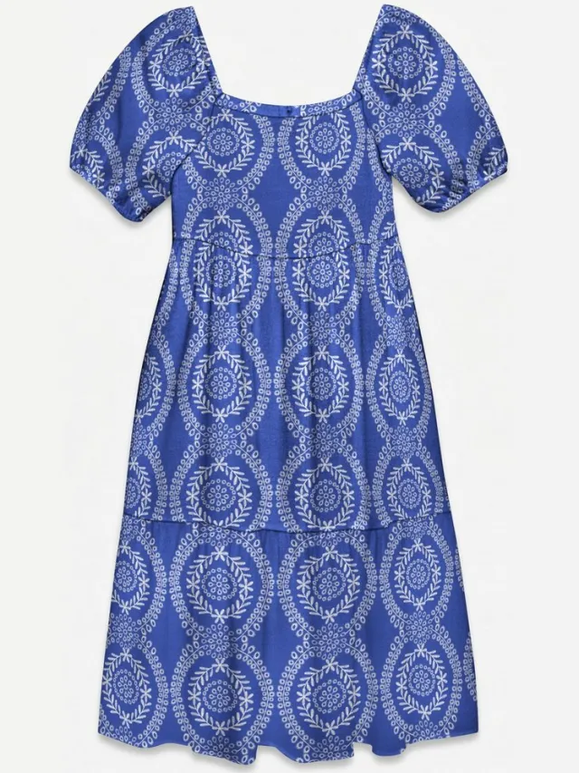 Vero Moda Gesmokte jurk VMROKAYA Midi-jurk Dazzling Blue 1