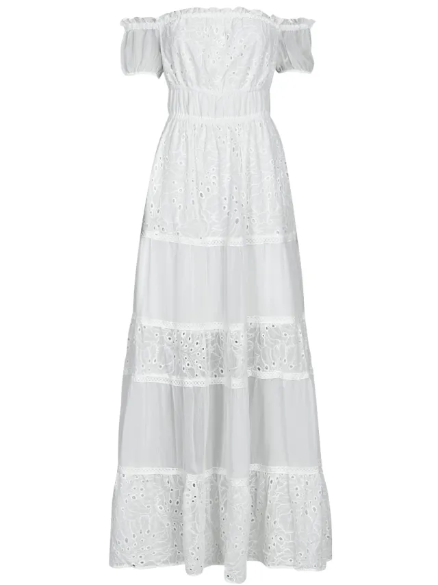 Guess Lange Jurk Guess ZENA LONG DRESS Wit
