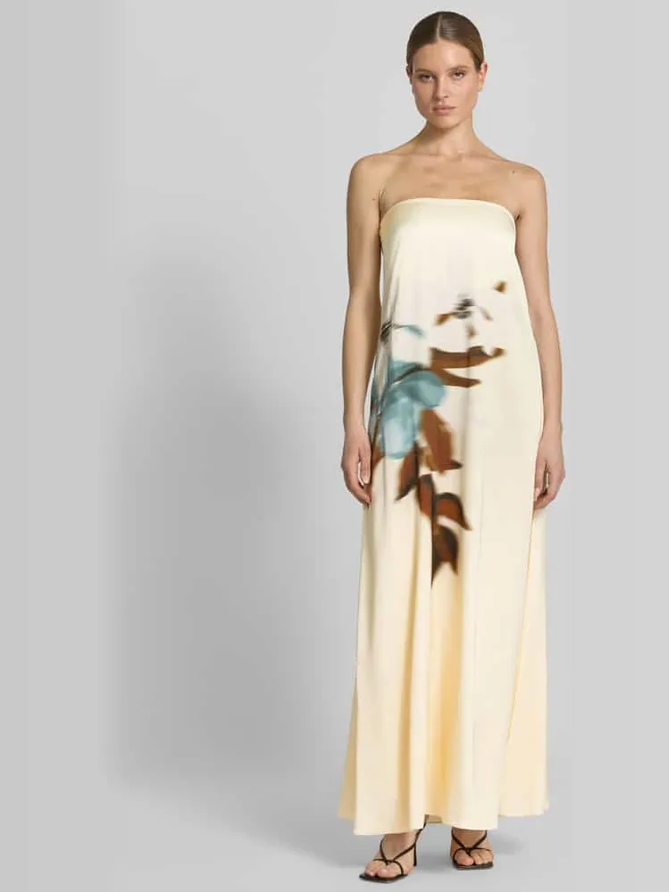 Jake*s Cocktail Maxi-jurk van viscose in off-shoulder-look Lichtgeel