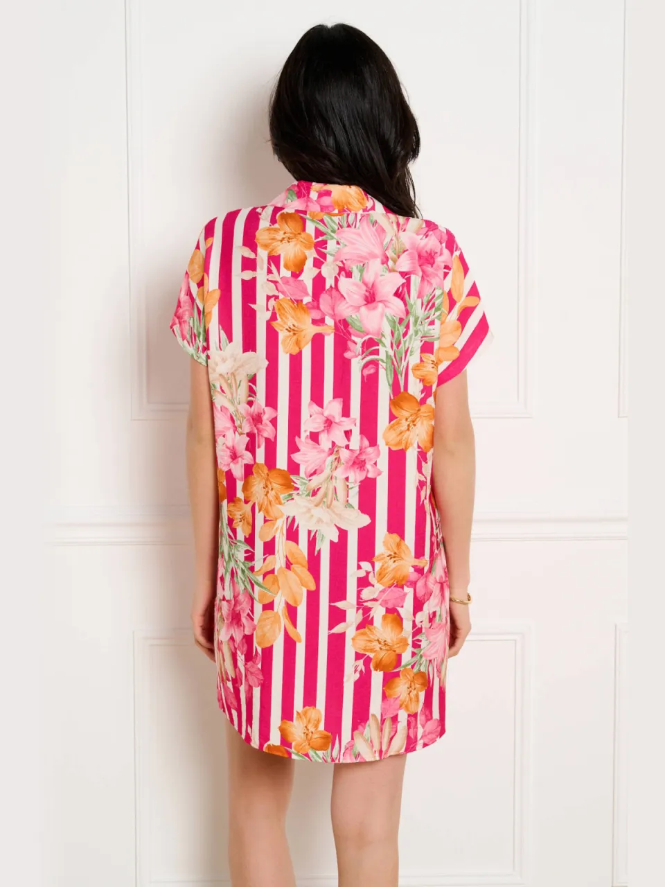 LOLALIZA gebloemde blousejurk - fuchsia, foto 5