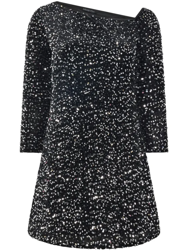 Limited Collection Zwarte Offshoulder Jurk Met Pailletten Black