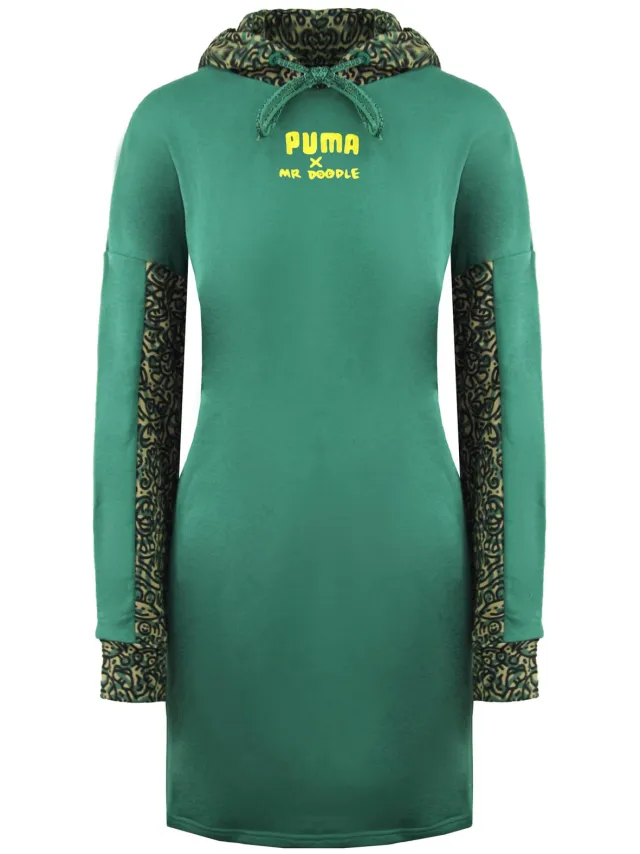 Puma x Mr. Doodle Pullover Lange Mouw Groen Dames Trui met Capuchon 598686 91 Geel