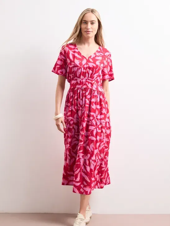 Street One Midi-jurk met print en smokdetail Rood
