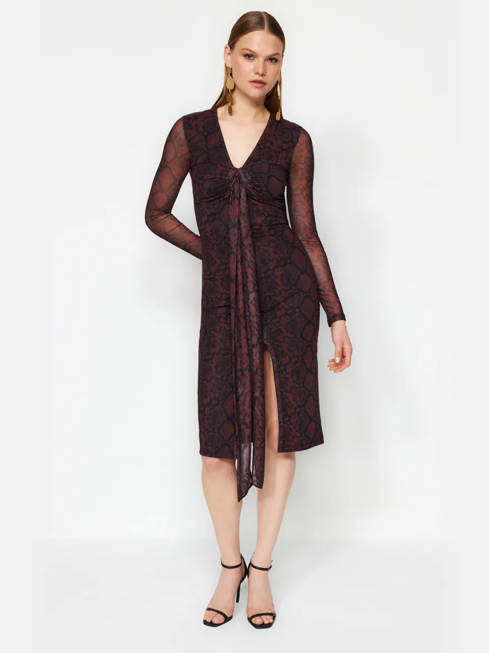 Trendyol TRENDYOLMİLLA Dames Meerkleurig Kleurverloop Midi Lang Cocktail Bodycon Jurken Veelkleurig
