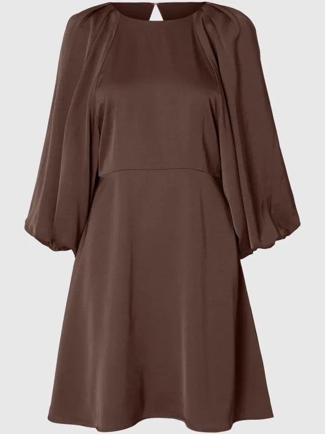 Selected Mini jurk Open rug Chestnut