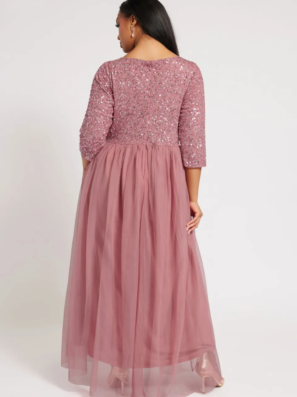 Luxe: Ultimate Embellishment Luxe Maxijurk Met Lovertjes In Donkerrozesize 44 roze, foto 3