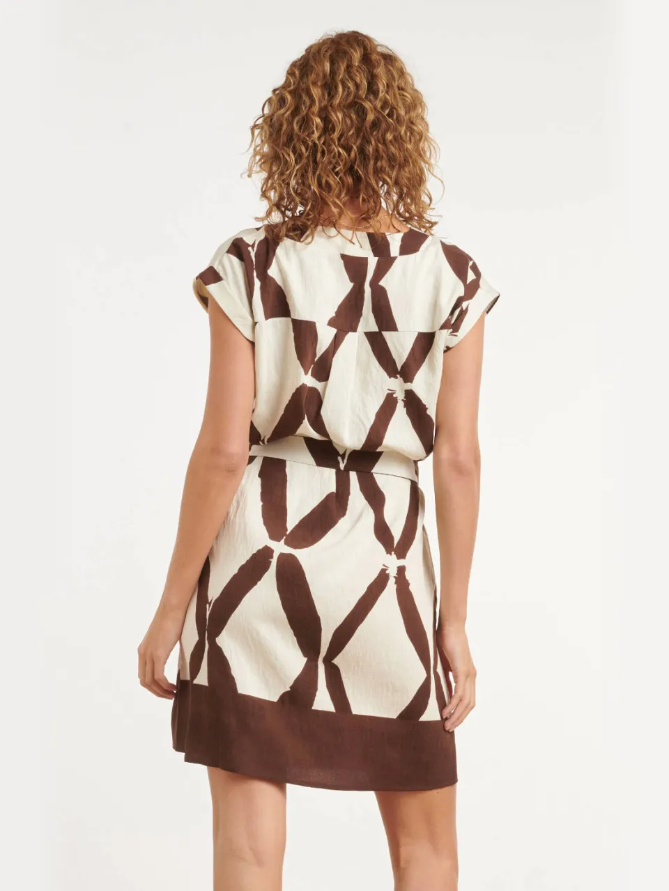 Smashed Lemon rayon korte jurk met print - ecru, foto 6