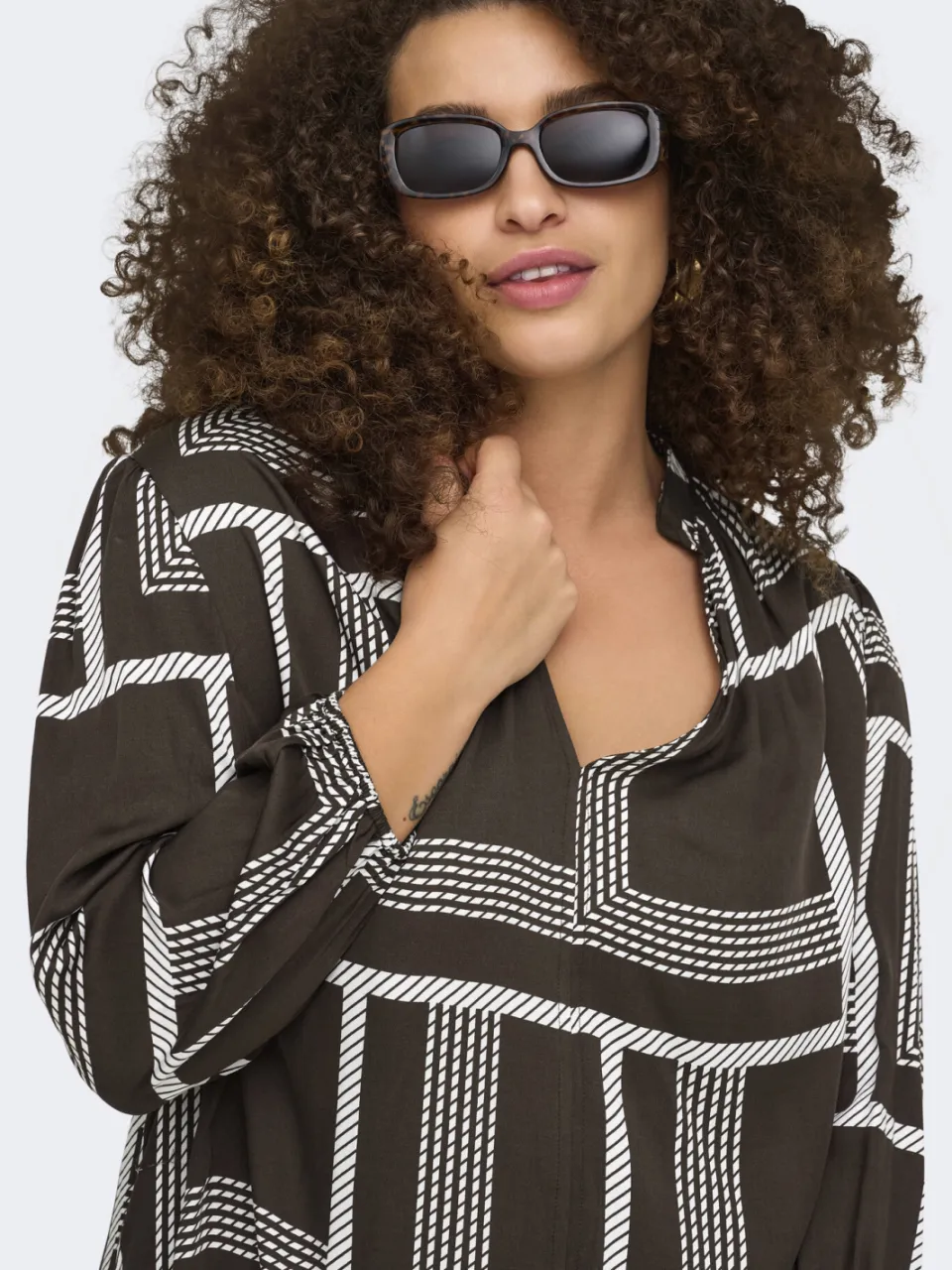 Only Carmakoma mini jurk Plus Size met print - donkerbruin, foto 6