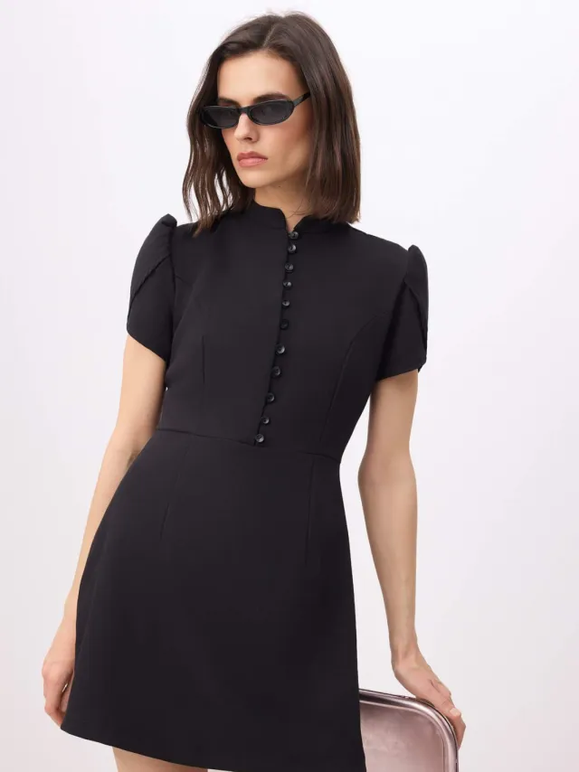 Trendyol TRENDYOLMİLLA Dames Zwart Effen Kort / Mini Kort A-lijn Jurken