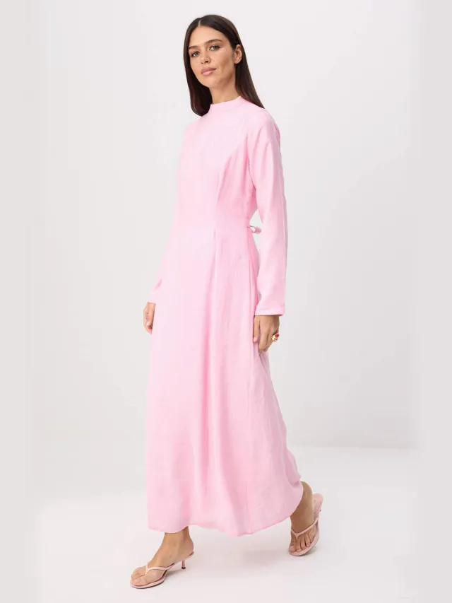 Trendyol Modest Dames Roze Effen Maxi Lang Casual Recht Modest Jurken, foto 2