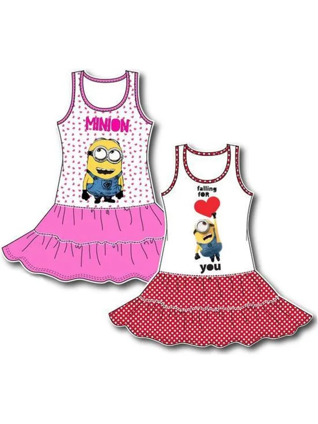 Minions Jurk - roze - maat 98 (3 jaar) roze:wit